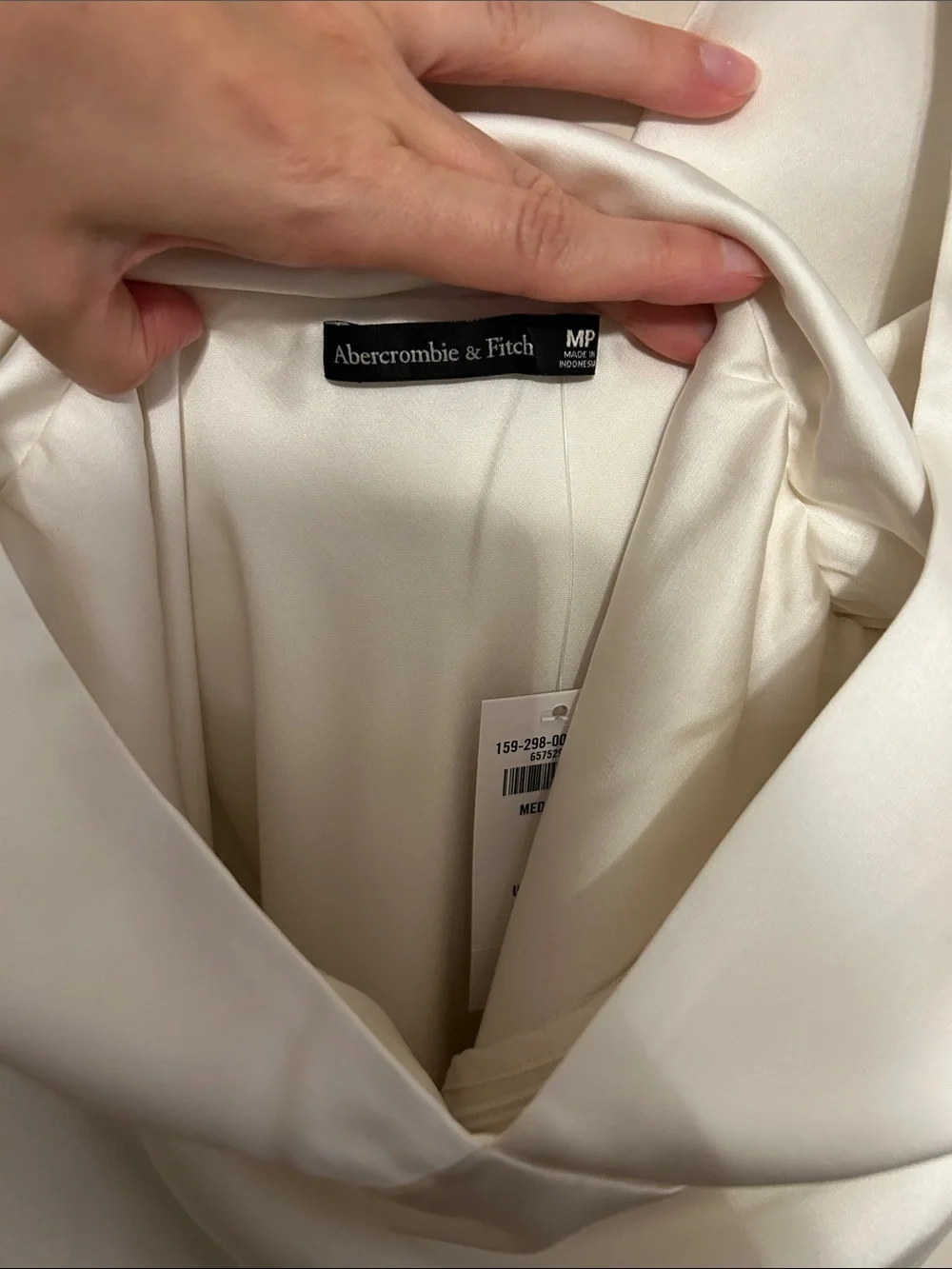 Abercrombie & Fitch Cream Satin V-Neck Maxi Dress